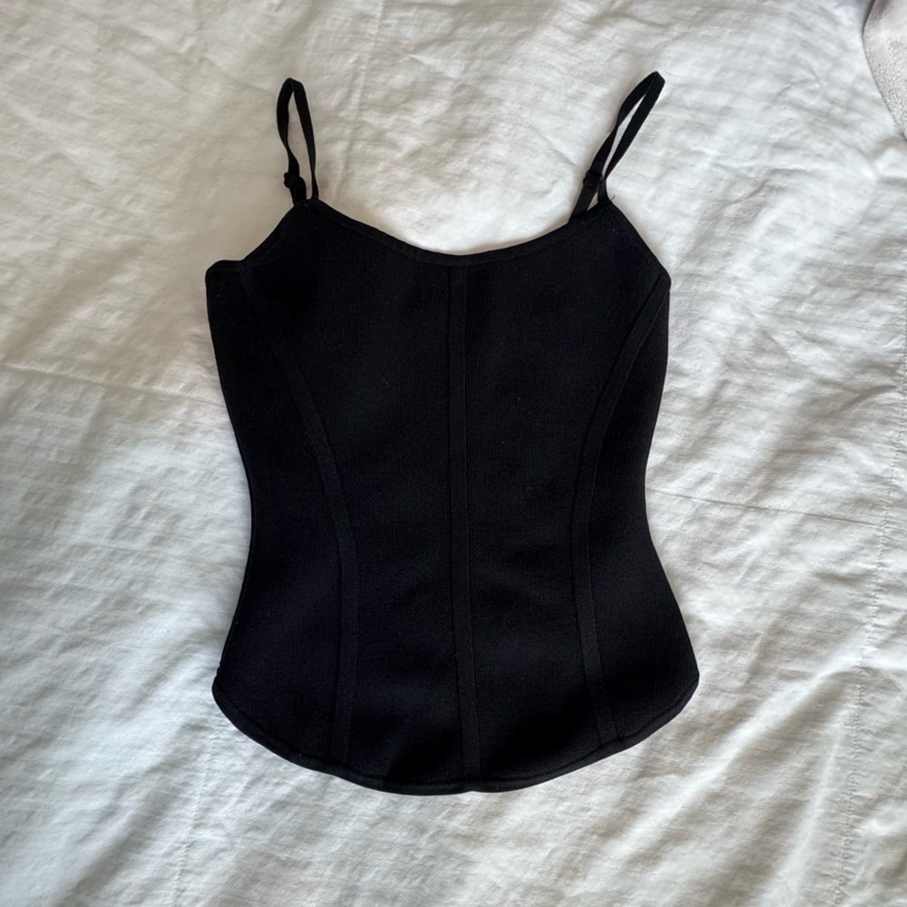 *SOLD* Babaton Sculpt Knit Black Corset Bustier Tank Top XS